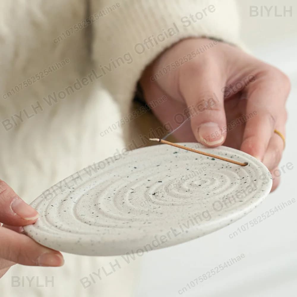 Ceramic Incense Insert Plate Room Scent Thread Incense Plug Incense Burner Home Decor Gift Diffuser Wood Tray Meditation Yoga