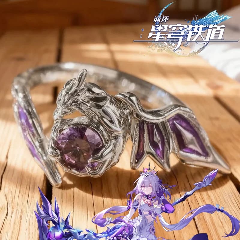 Anello Cosplay del Gioco Honkai Star Rail Castorice Pollux Amphoreus Titan, Anello Regolabile Thanatos Amethyst, Gioielli per Natale