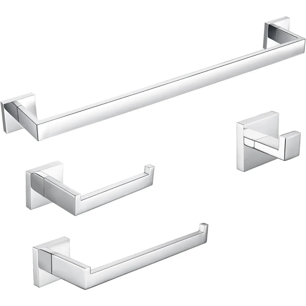 Set di accessori per il bagno in acciaio inossidabile SUS304, portasciugamani e portasciugamani da 4 pezzi, cromo lucido resistente