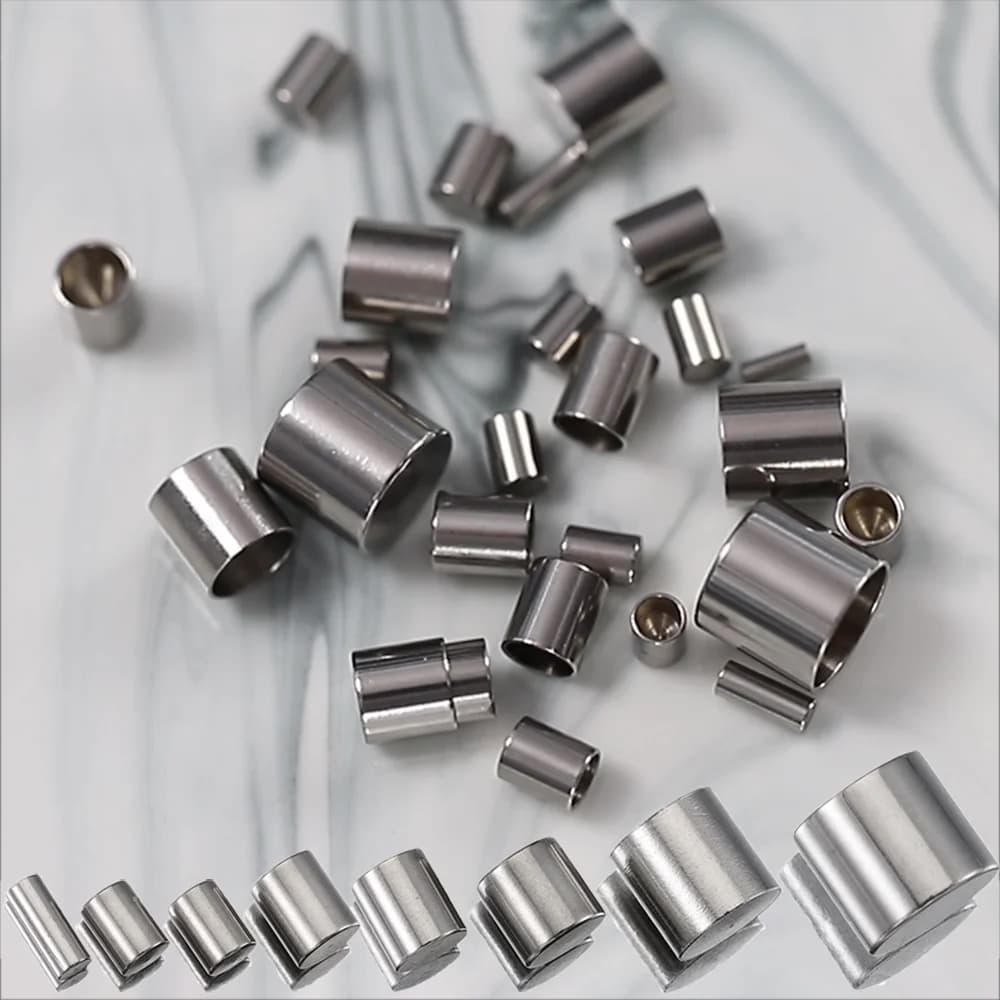 10pcs Stainless Steel Fold Over Crimp Ends Cord Fastener End Caps for Leather Bracelets Necklaces DIY Jewelry Findings Wholesale