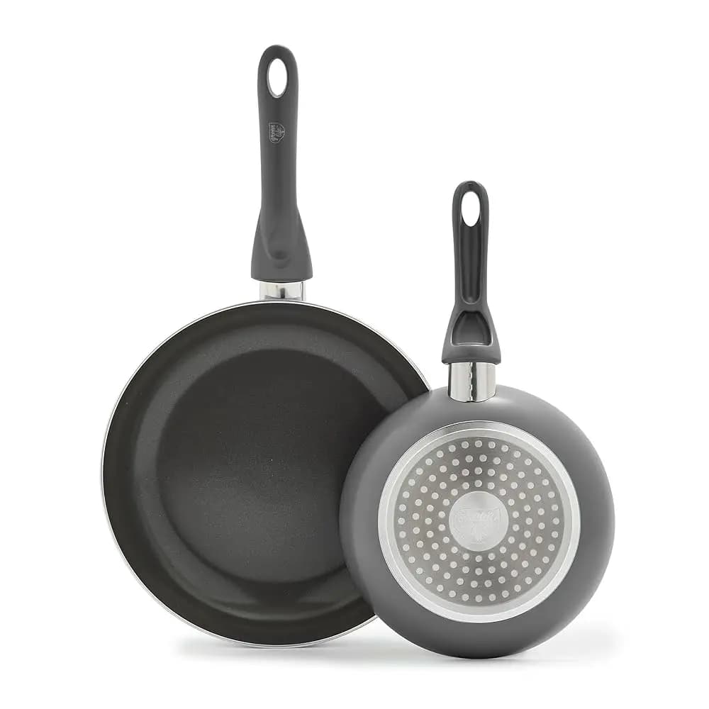 Set di padelle Essentials da 8 e 10 pollici, antiaderenti in ceramica senza PFAS, adatte per induzione, lavabili in lavastoviglie, colore carbone