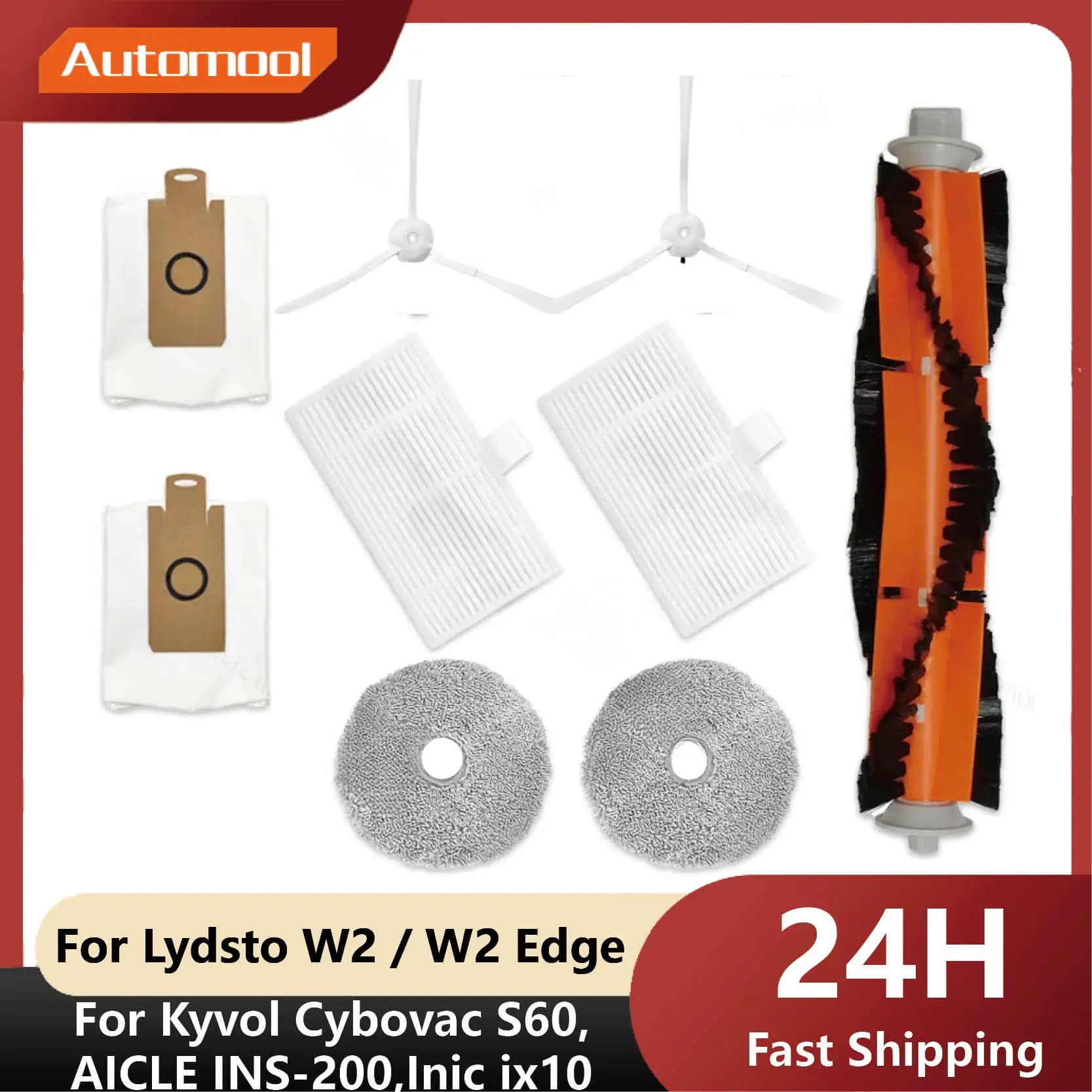 Fit For Lydsto W2 / W2 Edge, TAMA All in One Max, Blaupunkt Bluebot OMEGA, Inic iX10 Robot Vacuum Parts Main Side Brush Filter