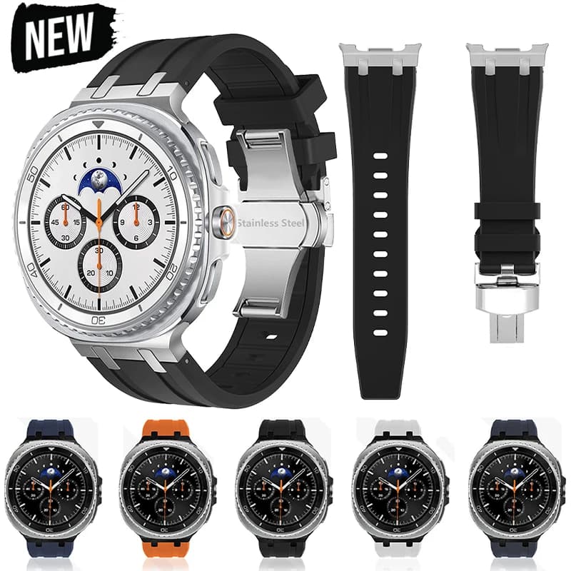 Cinturino sportivo in silicone per Samsung Galaxy Watch 8 Classic 46mm Bracciale con fibbia pieghevole per Galaxy Watch 8 40mm 44mm Band