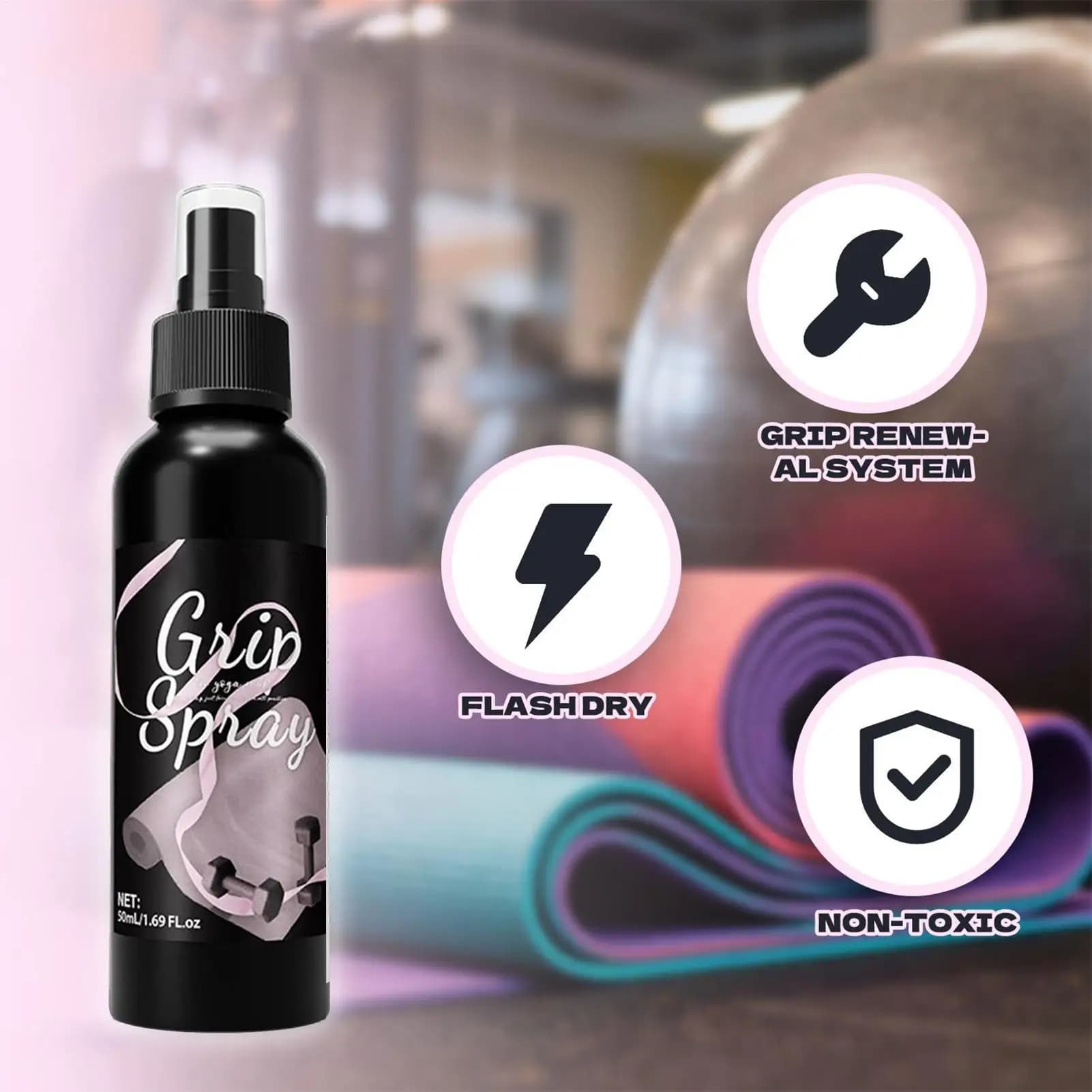 Anti-slip Spray for Yoga Carpets 50ml/120ml, Non-toxic, Improves Adhesion and Cleans, Non-slip Formula for Sports Equipment and Gym
