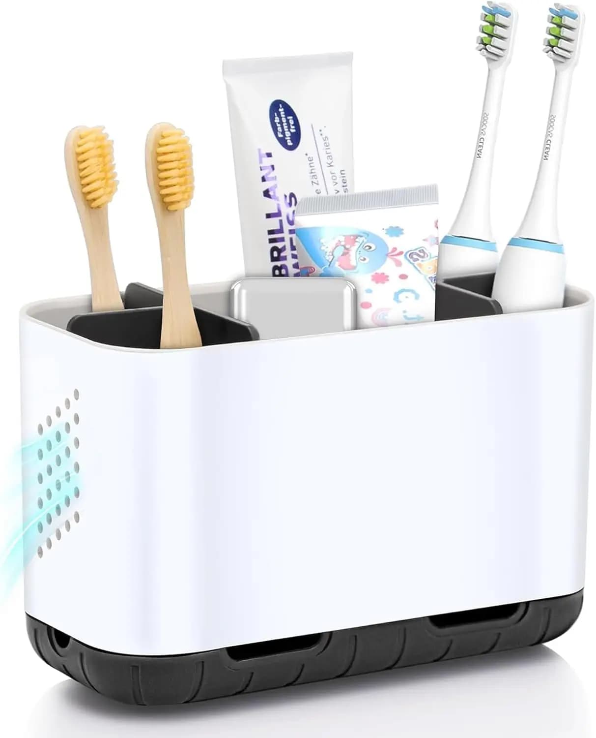 Bathroom brush holder, Electric brush holder and toothpaste with adjustable dividers