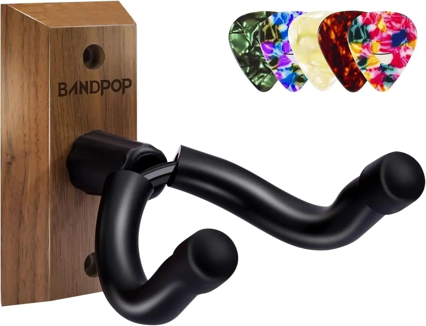 Universal Guitar Wall Hanger Mount, Space-Saving Hook for Electric & Acoustic Guitars with Screws