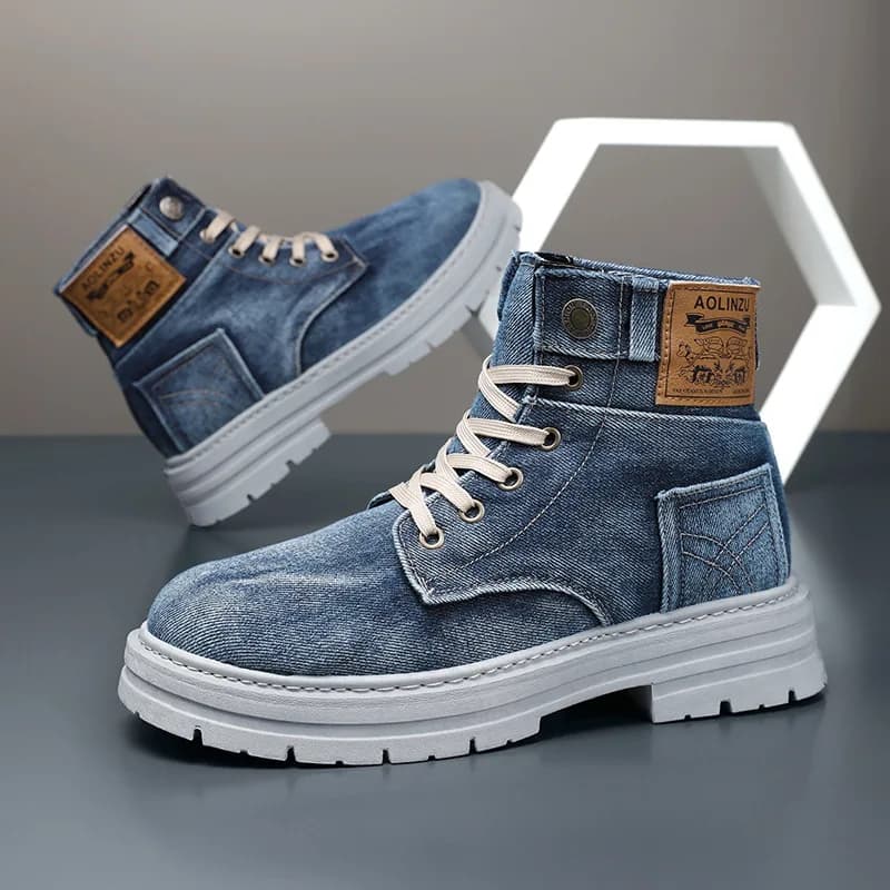 Scarpe da uomo 2026 Primavera e autunno nuove scarpe da tavolo alte scarpe da lavoro casual versatili in denim
