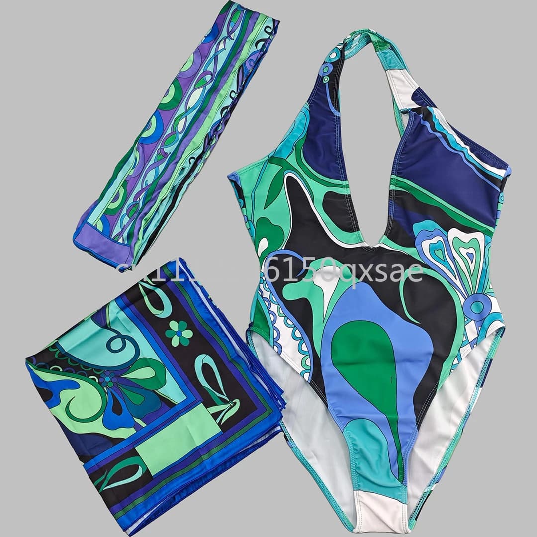 Classici Costumi da Bagno da Donna con Fascia e Sciarpa, Logo con Lettere, Sexy Set Bikini, Abbigliamento da Spiaggia