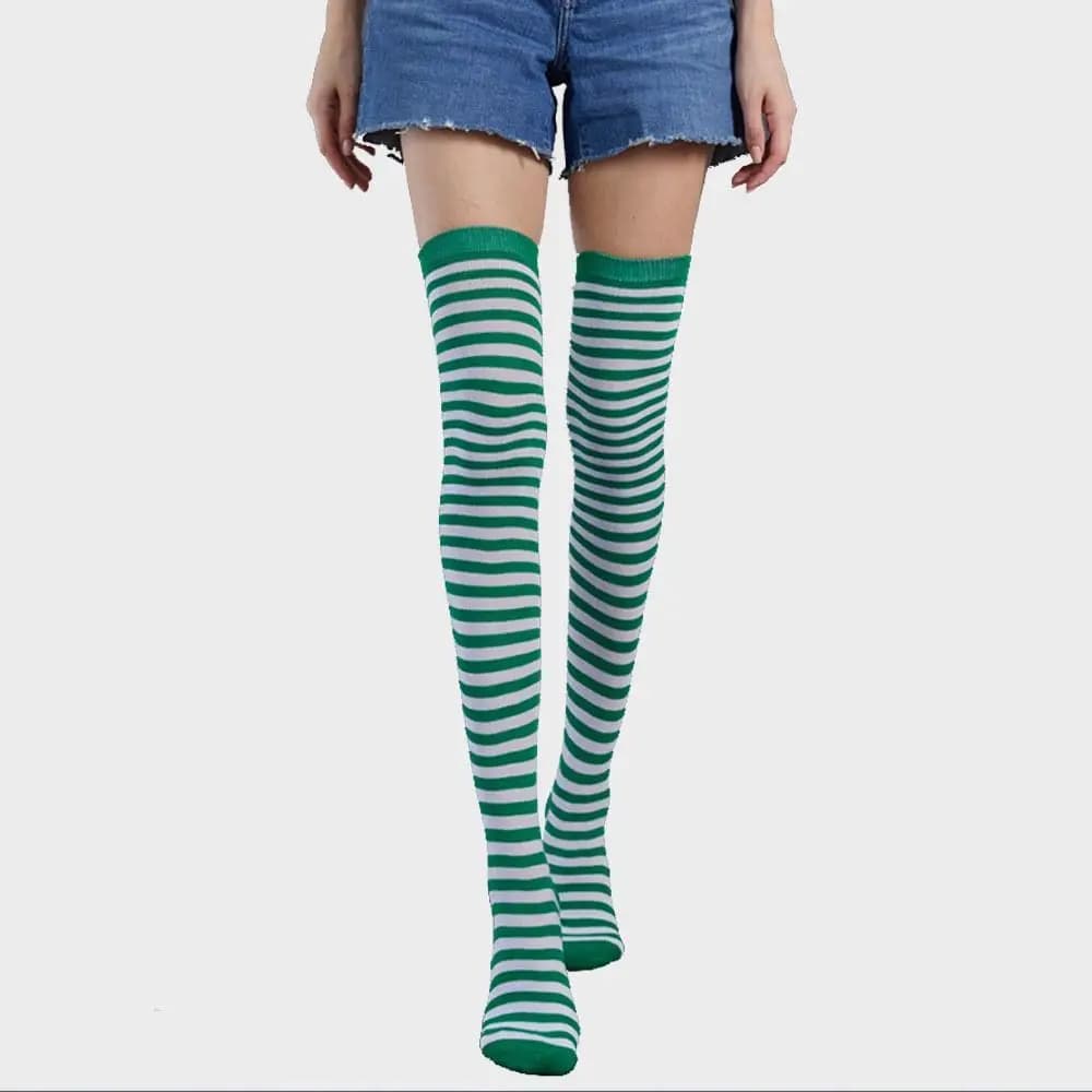 Keep Warm Colorful Striped Stockings Absorb Sweat Japanese Style Striped Long Socks Sweet Sexy Knee Thigh High Socks