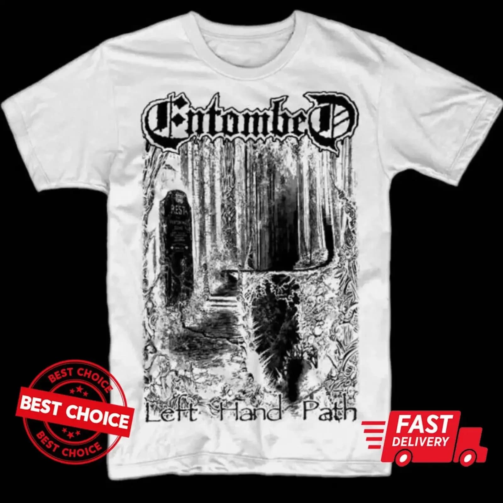 Entombed Left Hand Path T shirt S 3XL Q87348 vintage Washed Stylish designer clothes homme Casual Versatile Breathable graphic