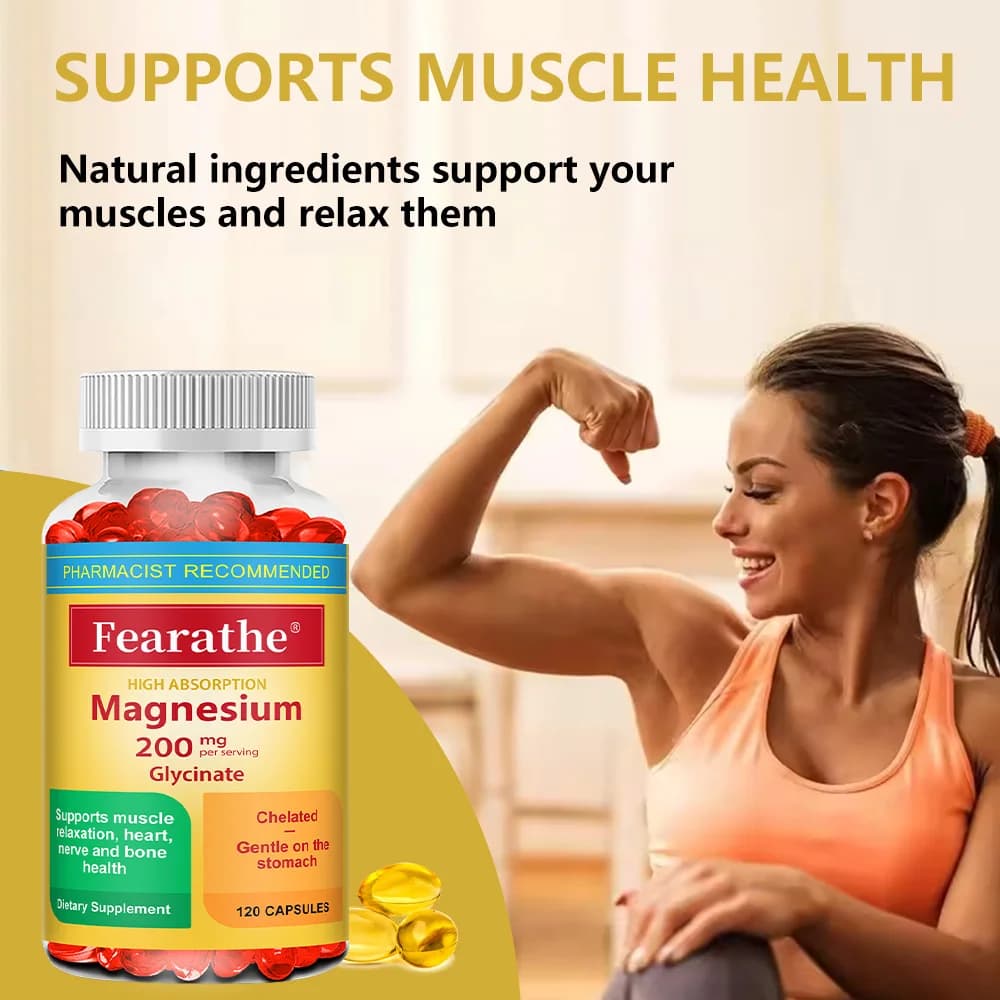 200 Mg Magnesium Glycinate Capsules To Improve Sleep Quality, Support Joint and Bone Marrow Health, and Boost The Immune System