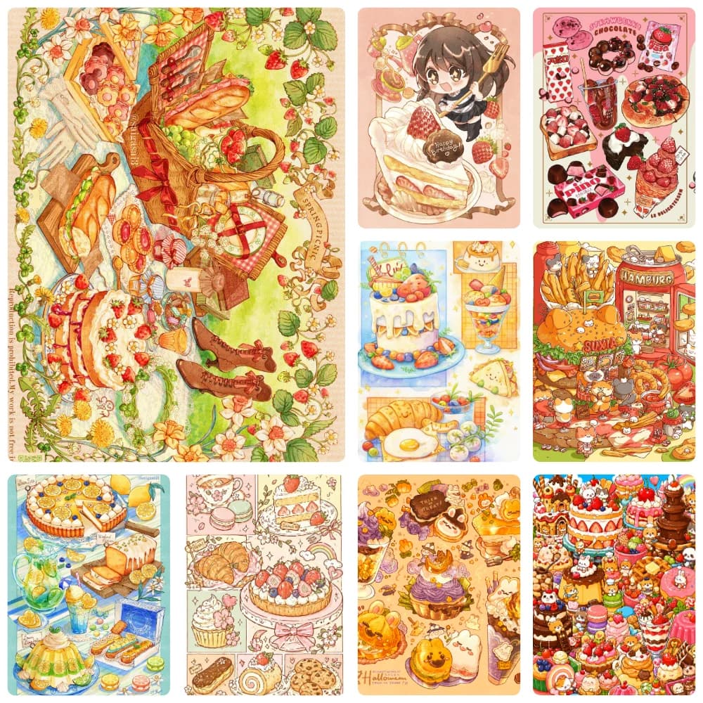 Diamond Painting Set Vintage Dessert Picnic Theme Mosaic Handcraft, Creative Holiday Gift for Wall Ornament