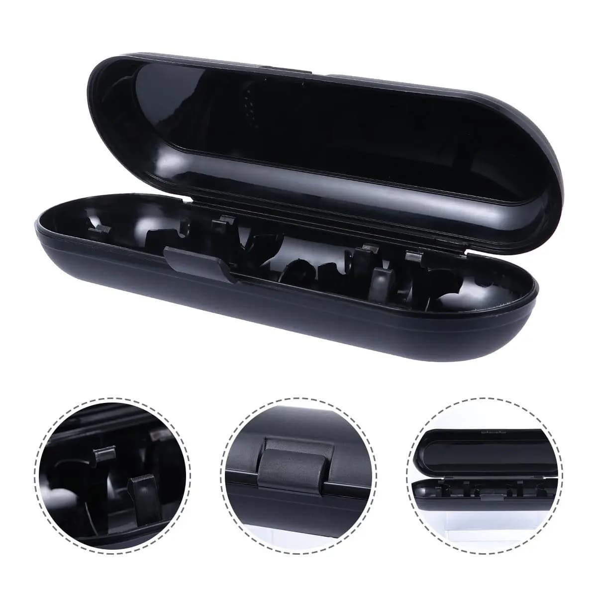 2-piece travel brush holder for electric brushes, double compartment holder box, robust PP deformation resistant