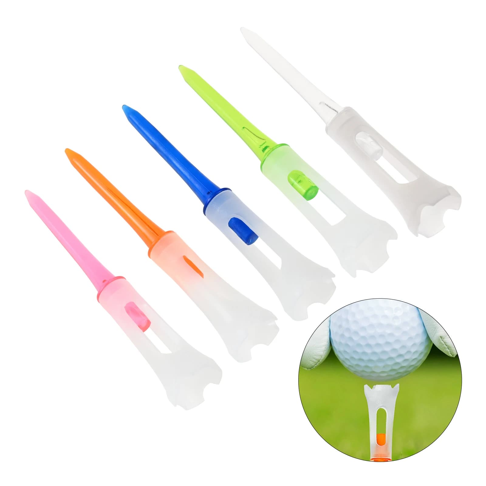 50Pcs Golf Tees Multi Color 83mm plastica durevole Sport all'aria aperta tazza a 4 poli Golf Tee ridurre attrito Side Spin portatile