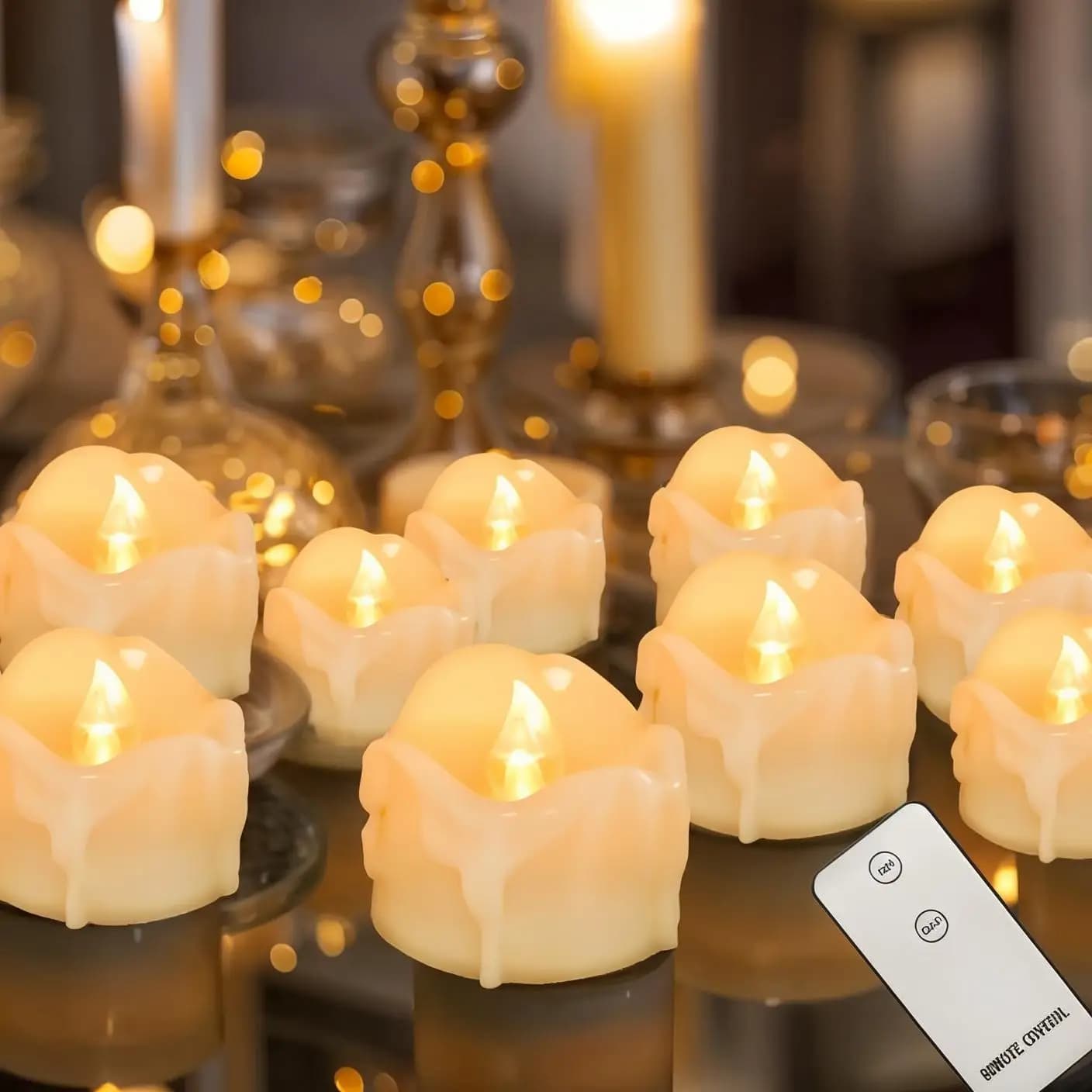 Timer remoto Luci da tè Candele Tealight a LED senza fiamma alimentate a batteria per decorazioni natalizie per matrimoni, feste di Halloween