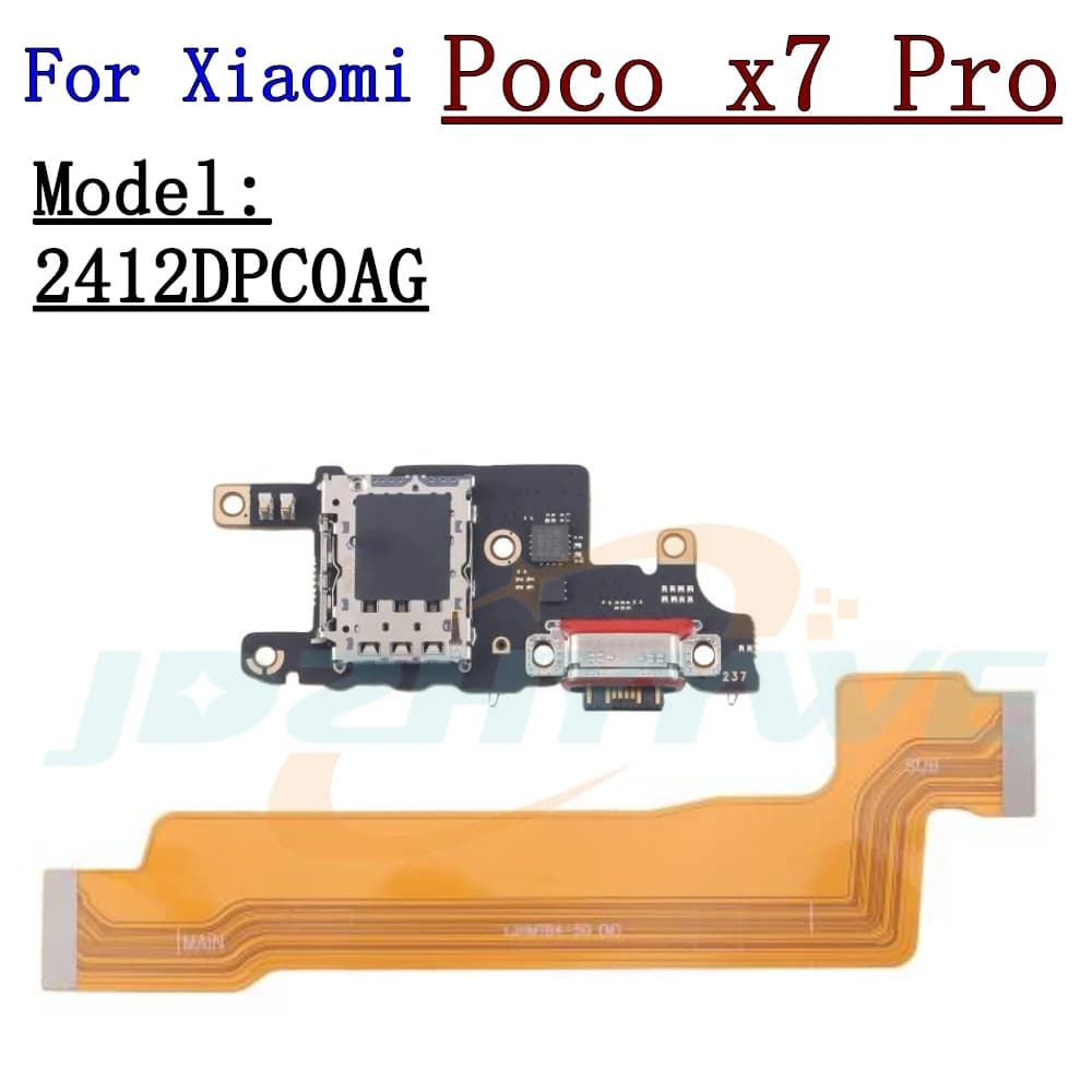 Porta di ricarica USB Mic Microfono Dock Scheda connettore per Xiaomi Poco X7 Pro 2412DPC0AG Scheda madre principale Cavo flessibile Parti di riparazione