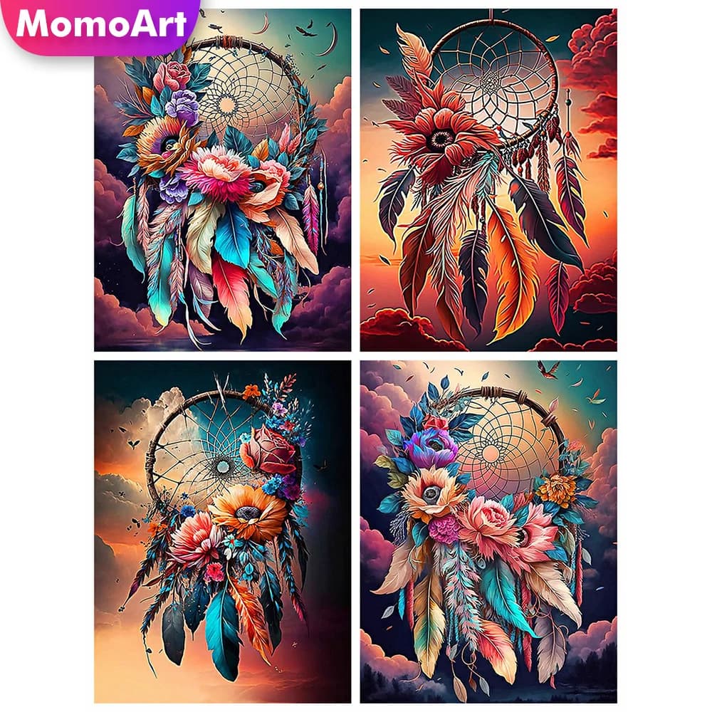 Momoart Diamond Painting Dreamcatcher DIY Full Square Round Embroidery Feather Landscape Home Decor