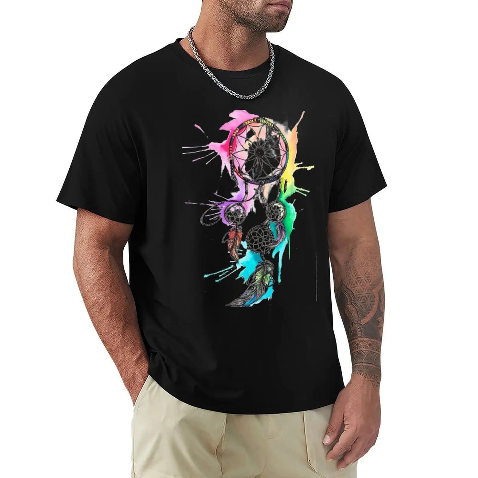 Paintsplash Dreamcatcher T-Shirt Abstract Pattern Print Top
