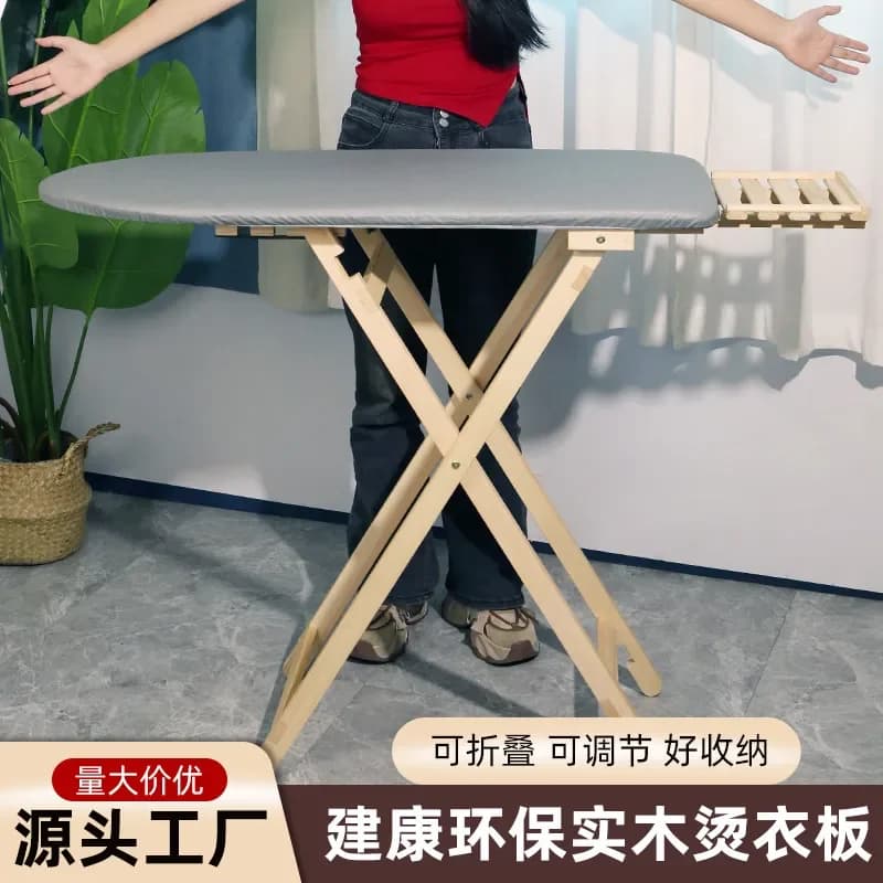 for Household Electric Iron Vertical Ironing Rack Large Solid Wood Shelf Folding Vintage Ironing Board Wholesale