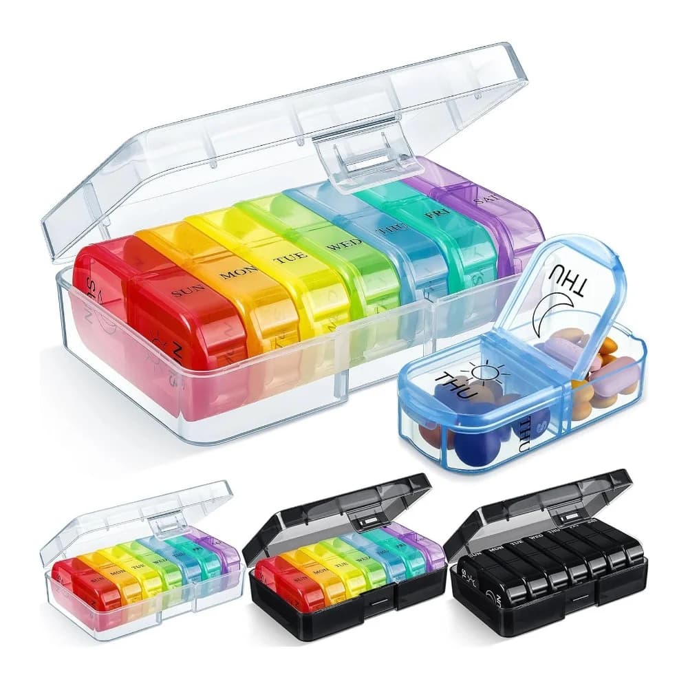 New Laptop Premuim Weekly Pills Storage Organizer Box 2 times a day 14 grills for medicines vitamin supplements fish oils