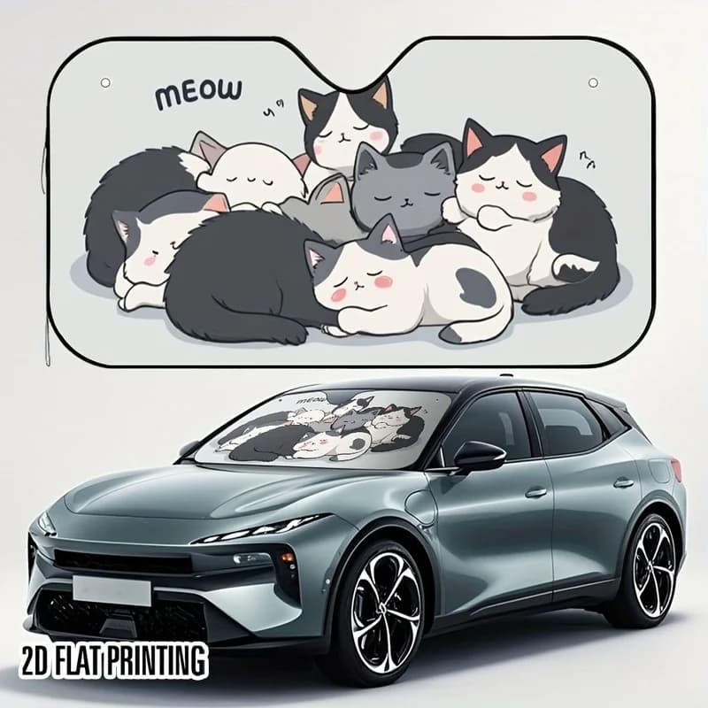 1Pcs Playful Cat Windshield Sun Shade, With 4 Free Suction Cups, Easy Installation, Playful Design, For SUV, Heat Shield
