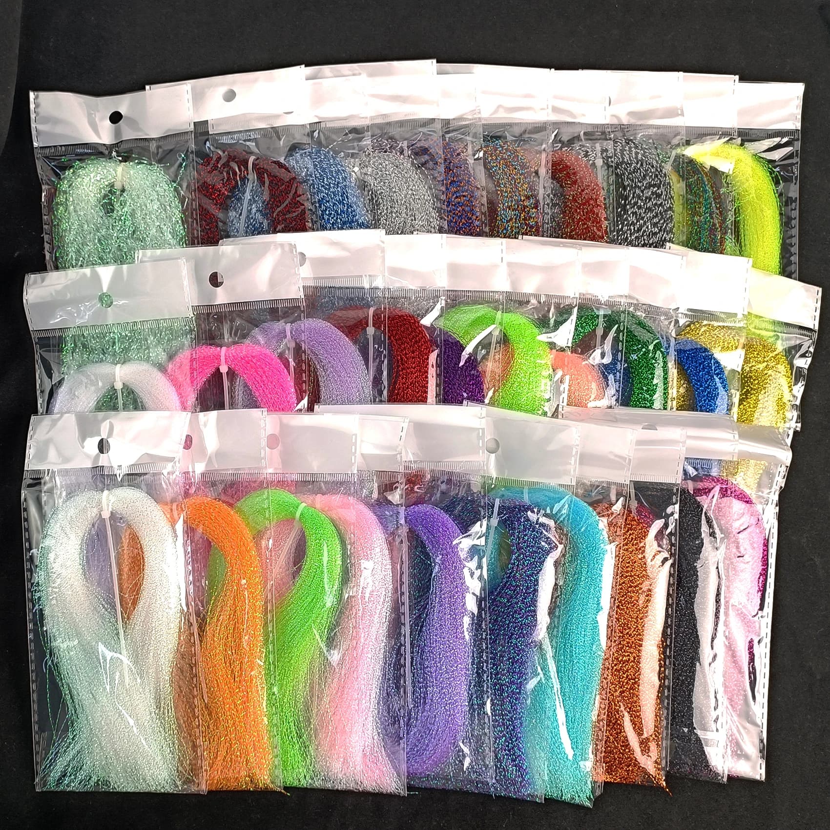 Aventik 10 pezzi di materiale per legare mosche, linea flash in cristallo PET per la pesca a mosca, esche e stelle filanti durevoli