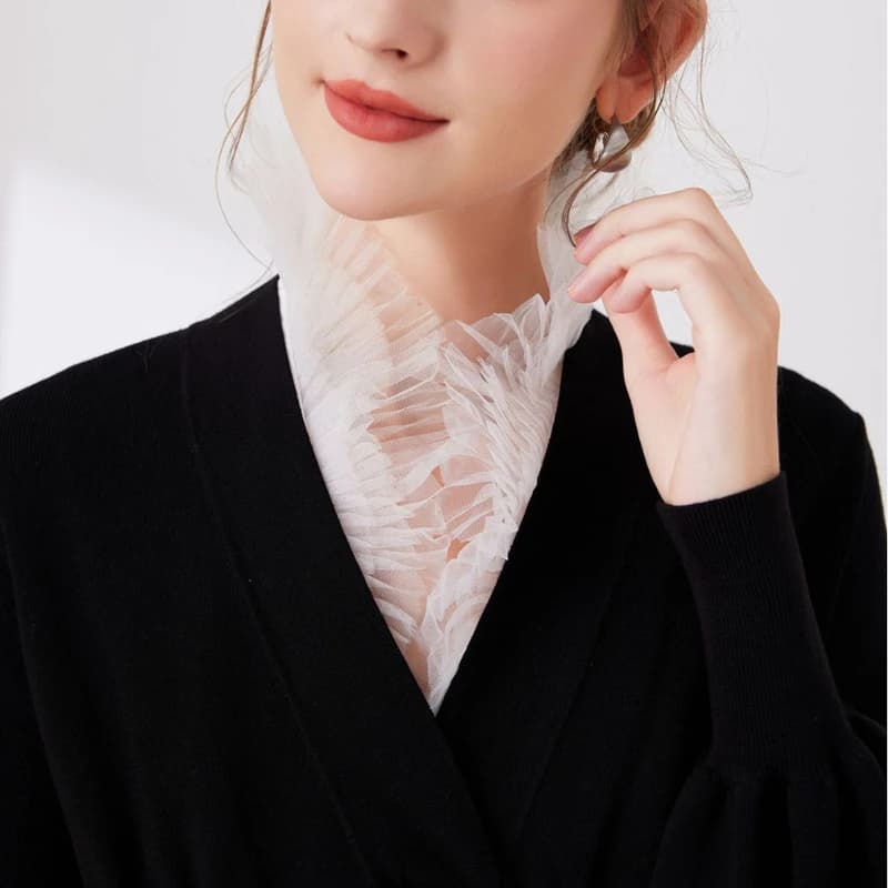 Colletto rialzato in filato di pizzo per maglione camicetta camicia colletto finto decorativo increspato staccabile stratificazione cravatte top colletto falso