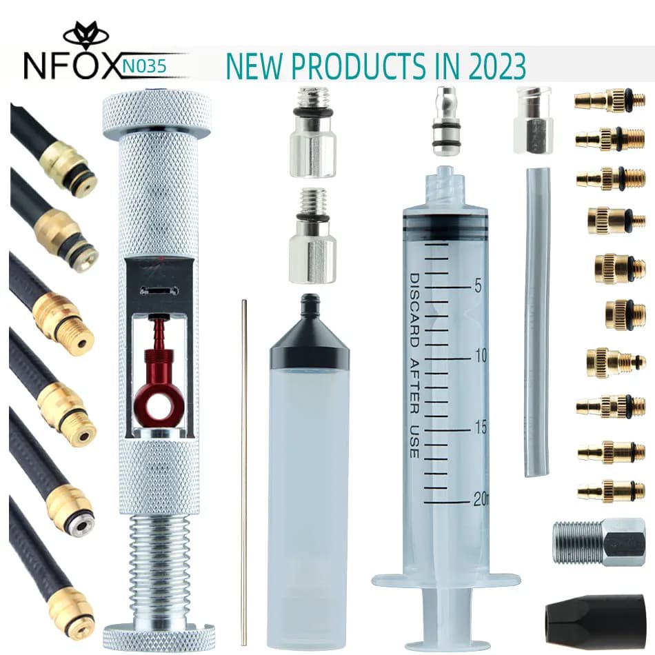 NFOX multifunzione Manutenzione dei freni idraulici Ago di spurgo Multi Strumento di riparazione biciclette Kit EZmtb per bici Coperchio della vite di taglio del tubo dell'olio