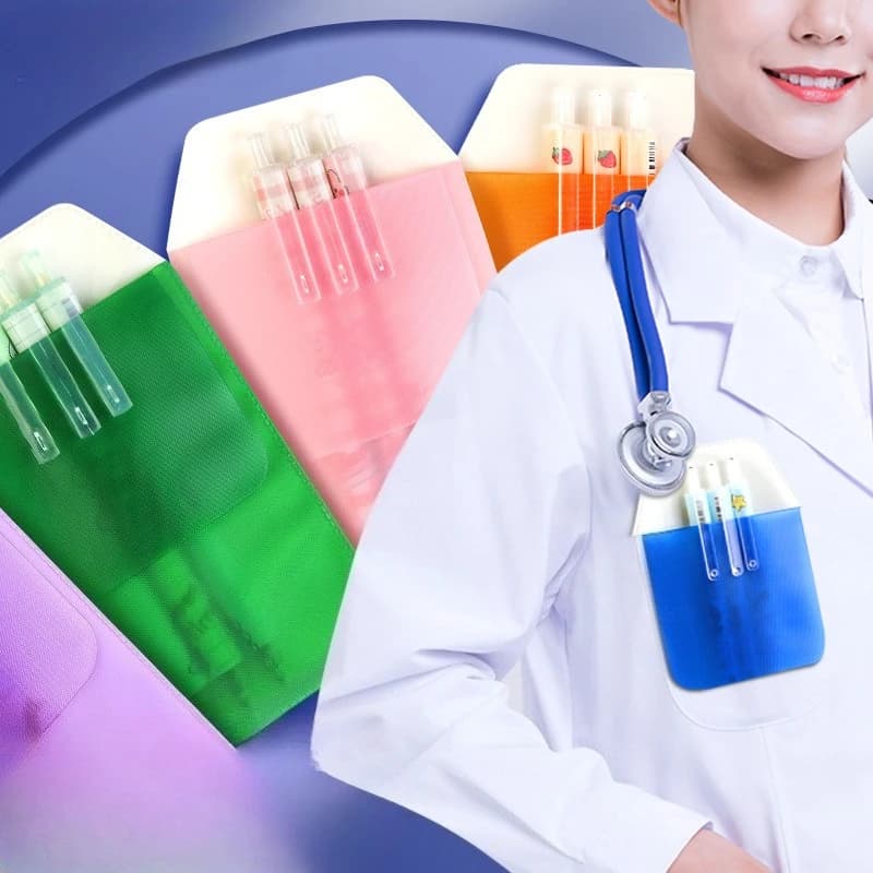 5Pcs/Set Leak Proof Pen Holder for Nurse White Coat Pocket Solid Color Fountain Pen Gel Pen Pouch