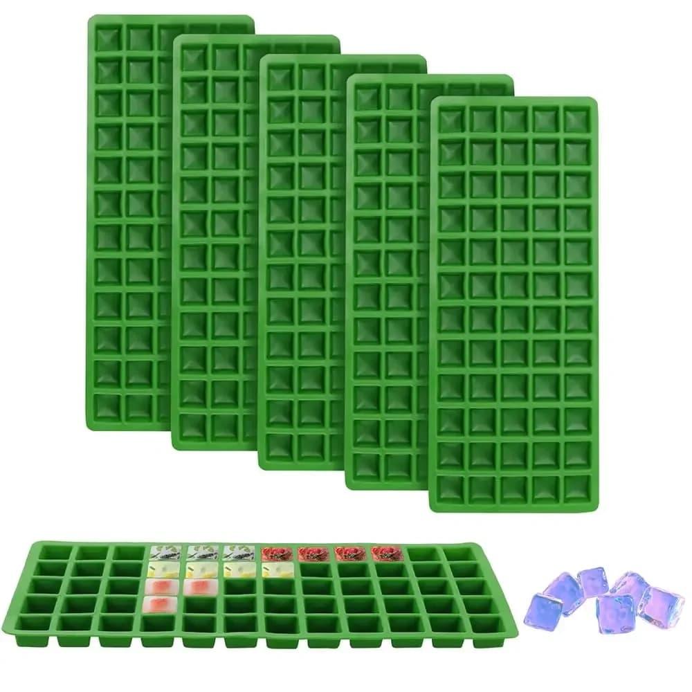 Set di 6 Stampi in Silicone per Liofilizzatore di Medie Dimensioni, Stampi in Silicone Verde a 60 Griglie per Liofilizzazione di Frutta e Cioccolato