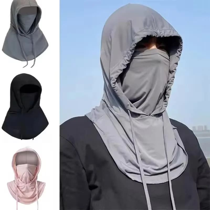 Fashion Summer Hat in Ice Silk with Integral Solar Protection, Neutral Breathable Subtle Mask for Open Hiking