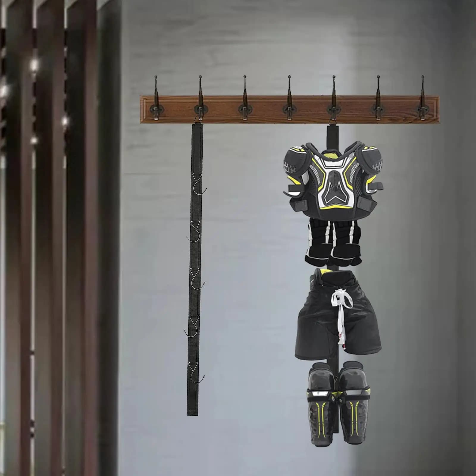 Stendino per attrezzature da hockey, organizer per attrezzature da hockey su ghiaccio, cinghia sospesa Stendino per attrezzature da hockey per pattinaggio di calcio in dormitorio