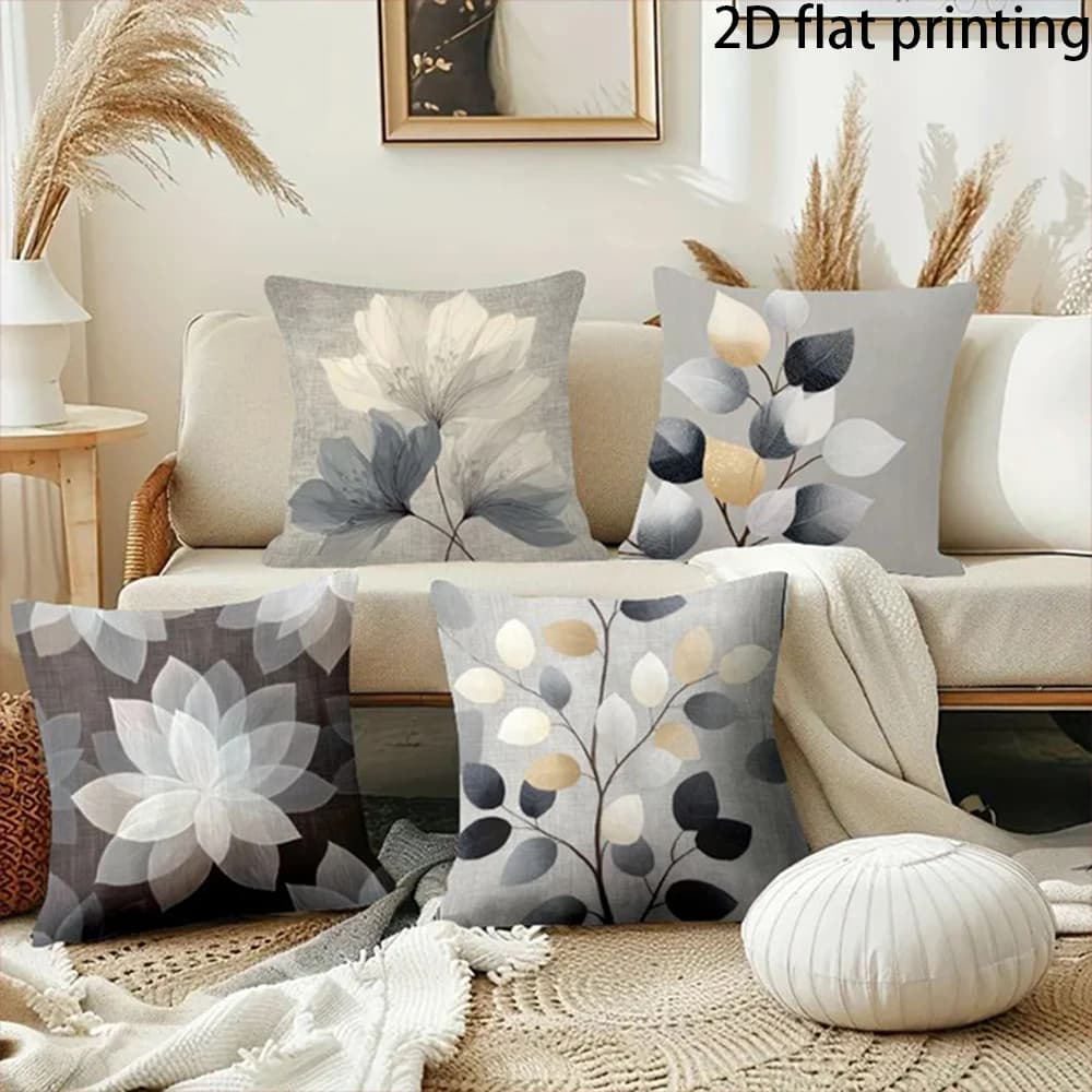 1/4PCS 2D FLAT Floral Patterned Pillowcases , Suitable for chairs, outdoor gardens, decorative sofa cushion covers.