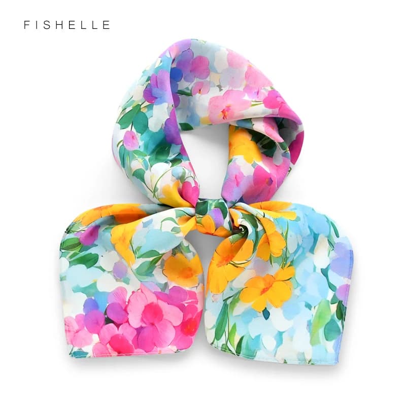 Colorful flowers 100% silk scarf shawl headband wrap neckerchief crepe de chine hijab luxury women gifts handkerchief