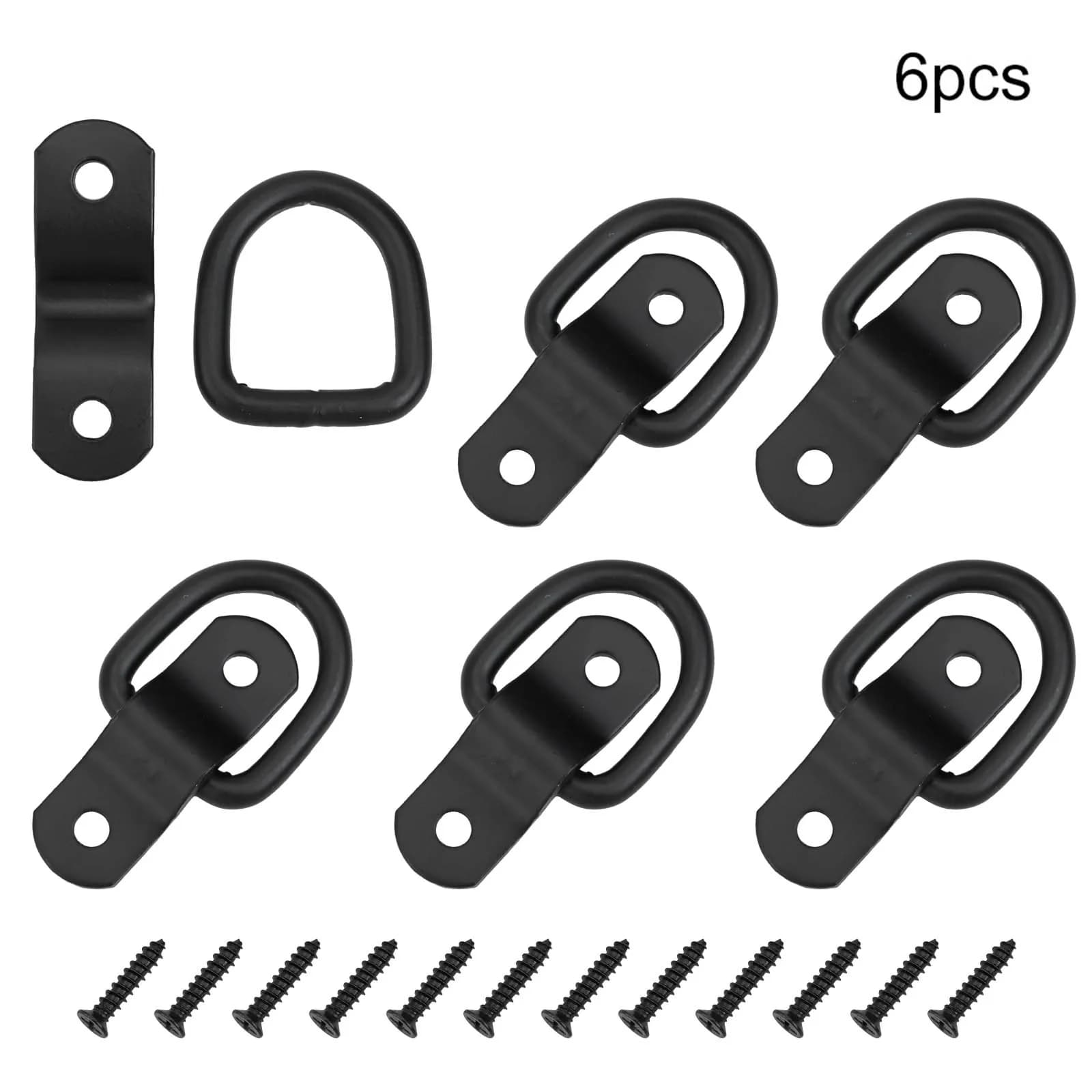6pcs D Ring Tie Down Anchors with Screws Carbon Steel Heavy Duty Tie Down Rings for Truck Boat and Car Cargo Securing