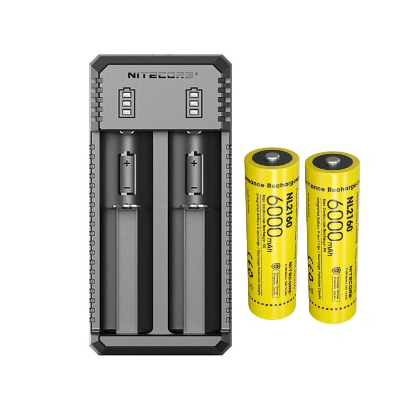 Caricabatteria intelligente con ricarica USB a doppio slot UI2 + batteria ricaricabile agli ioni di litio NITECORE 21700 NL2160 6000mAh 3,6V 21,6Wh