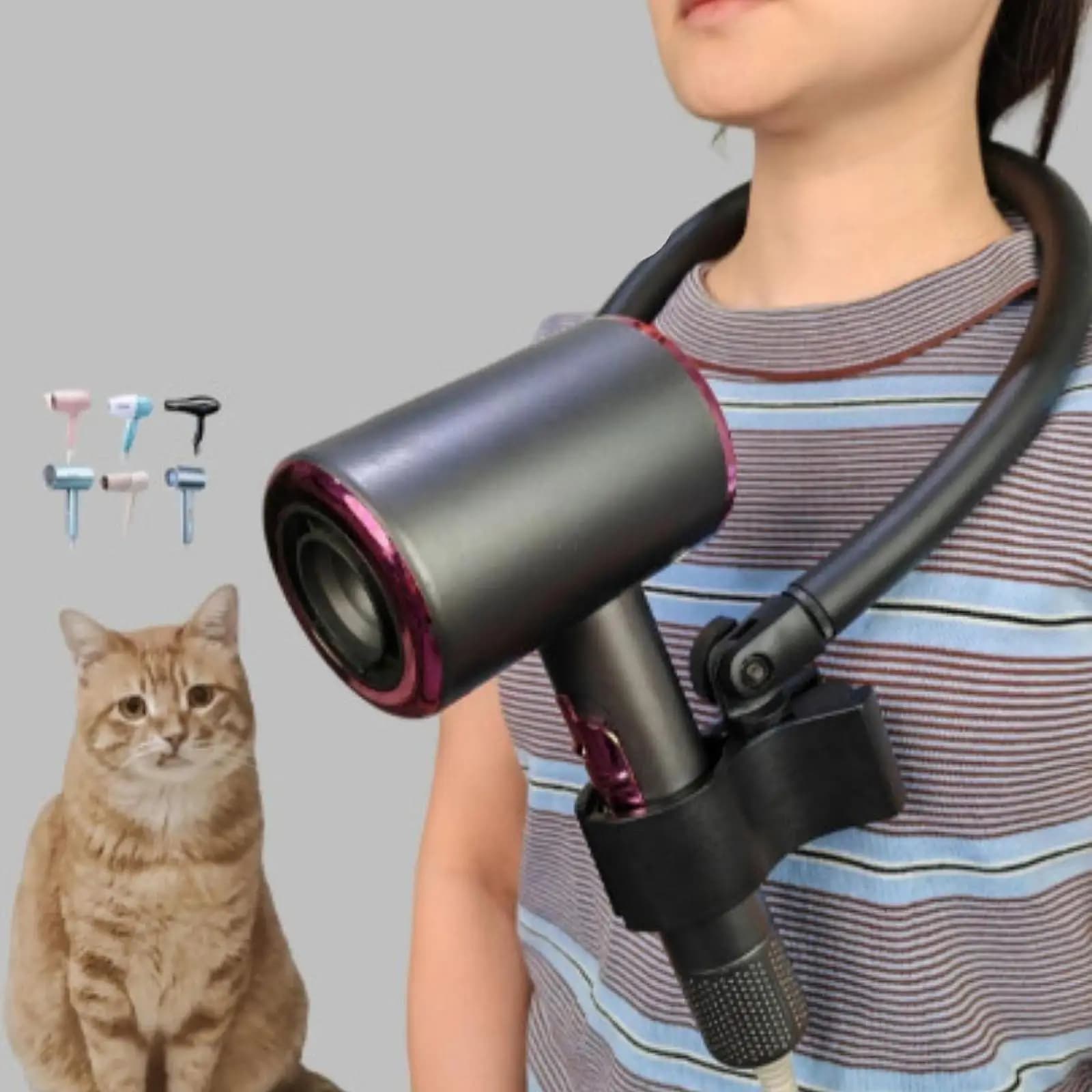 Adjustable Pet Hair Dryer Holder Bracket Dog Grooming Tool Neck Hanging Rack for Long Hair and Salon Accessories