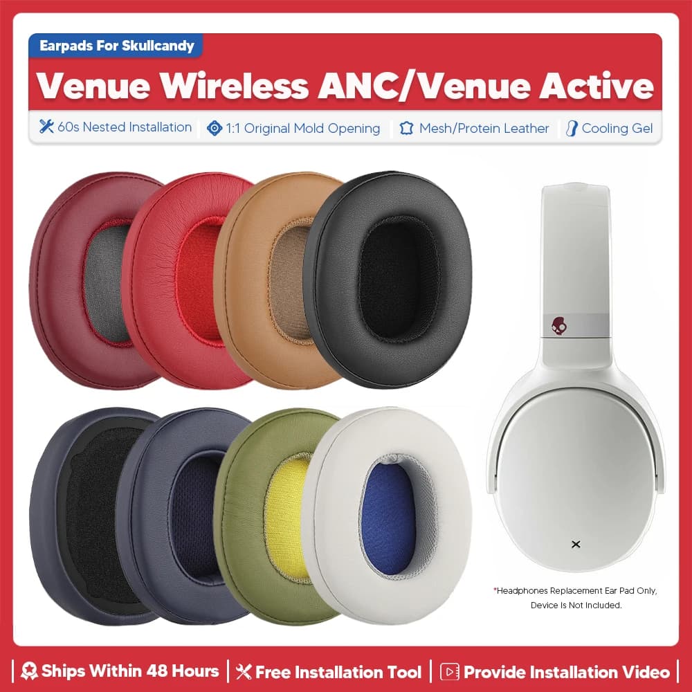 Cuscinetti auricolari di ricambio per Skullcandy Venue accessori per cuffie attive ANC Wireless cuscino per l'orecchio coppe per l'orecchio in Memory Foam parte di riparazione