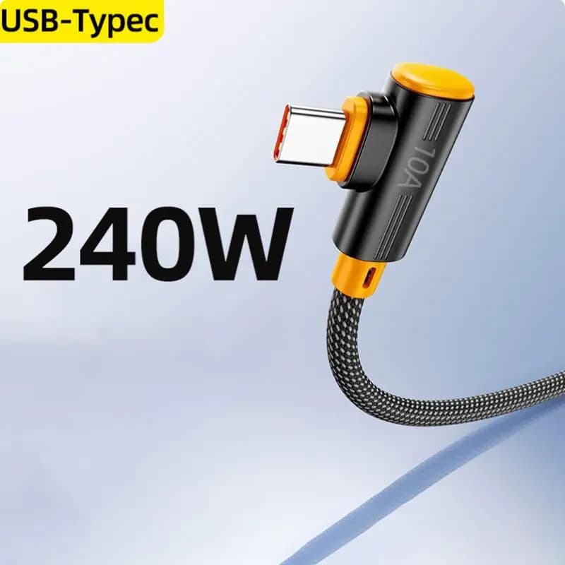 240W Super Flash Charging Data Cable USB To Type C 90° Elbow Data Cable 1M/1.5M/2M/ Fast Charging