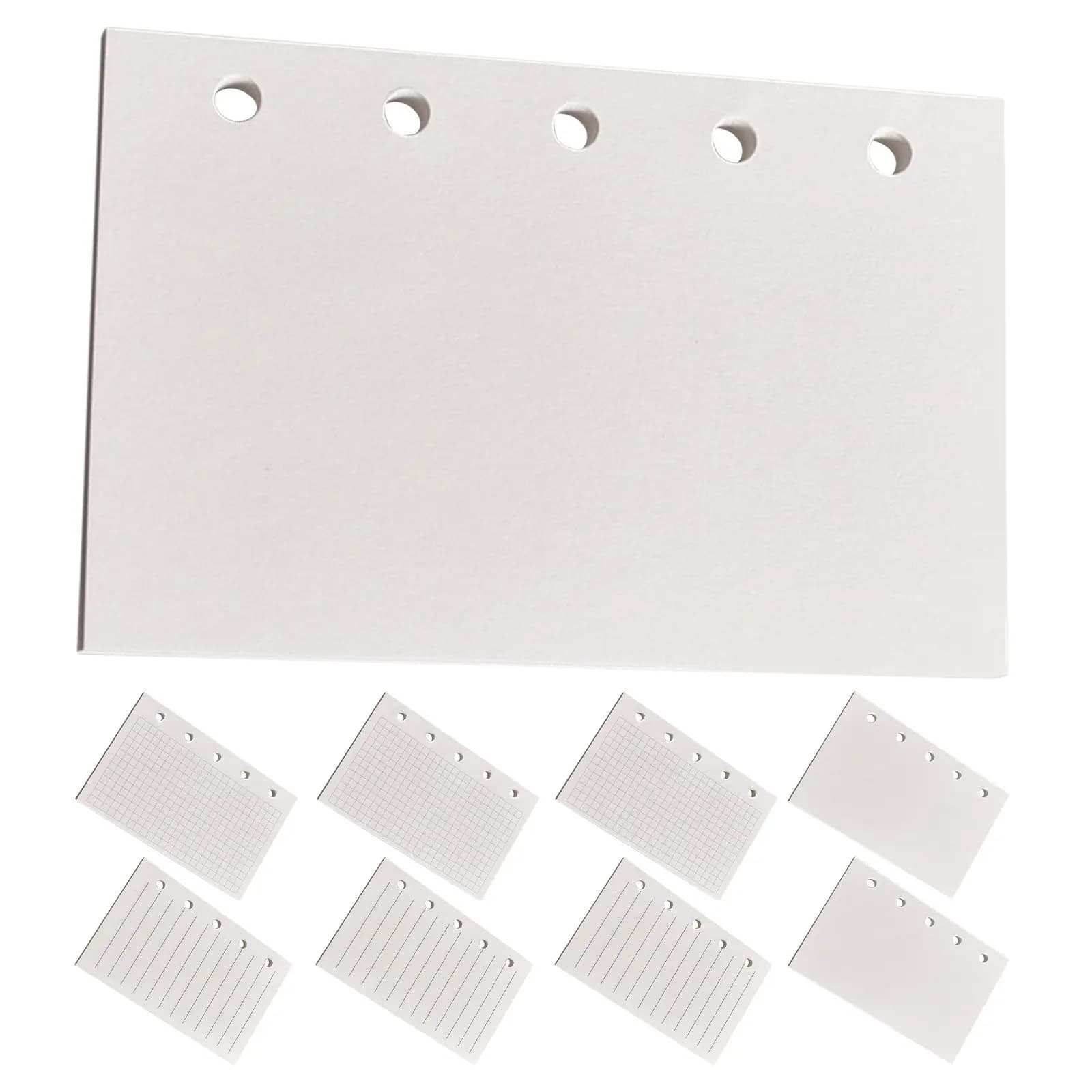 Set di 9 Fogli di Ricambio per Quaderno a Fogli Mobili, 5 Fori, Pagine a Righe, Bianche o a Griglia, per Agenda, Diario, Organizer, Ricaricabili