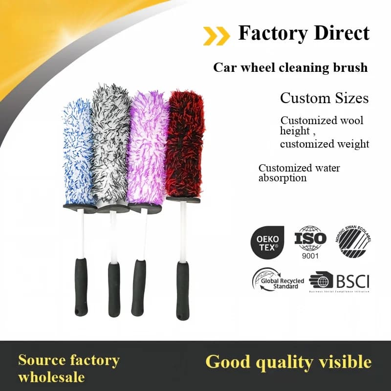 Superfine fiber twisted fabric surface brush Multi-functional car wheel cleaning decontamination brush Car wheel brush