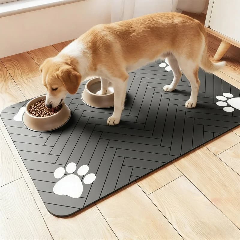 Tappetino Assorbente per Alimentazione Animali Domestici - Tappetino in Gomma a Rapida Asciugatura per Cani e Gatti, per Ciotole di Cibo e Acqua, Impermeabile