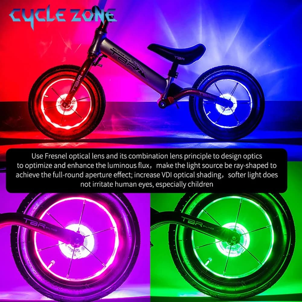 Colorful Bicycle Wheel Lights Bike Front Rear Spoke Lamp High-visibility Children's Balance Bike Light for Night Riding Safety