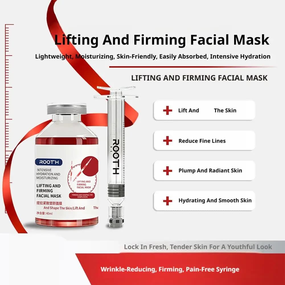 Maschera Viso Lifting in Seta di Ragno 40ml, Siero Antirughe Rassodante al Collagene Effetto V-Shape, Cura Tonificante per la Pelle
