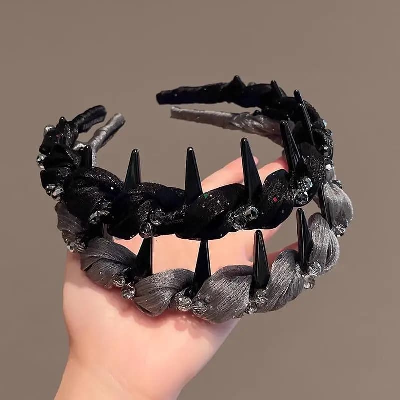 Fascia per capelli a rete plissettata effetto fata, elegante e raffinata, con denti, accessori per capelli da donna
