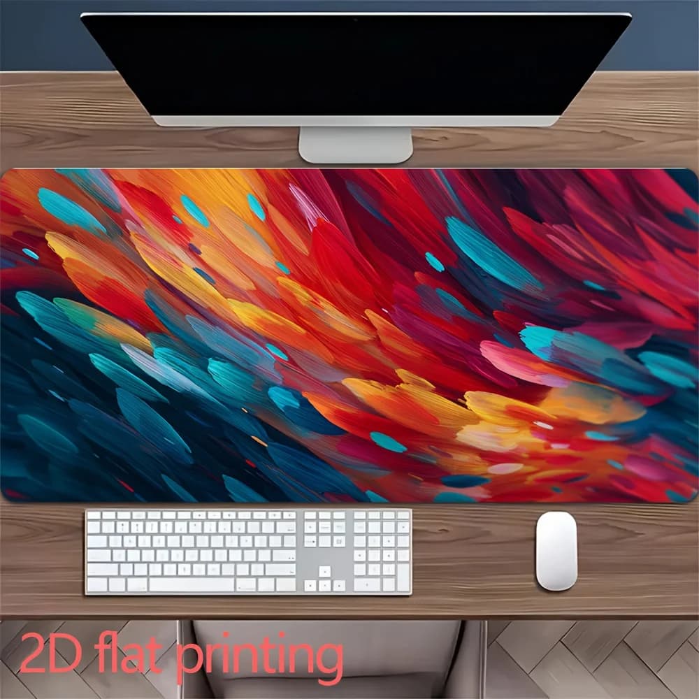 Tappetino per Mouse XXL Estetico con Effetto Onde Colorate, Tappetino da Scrivania Extra Large per Gaming, Impermeabile e Antiscivolo, per Casa e Ufficio