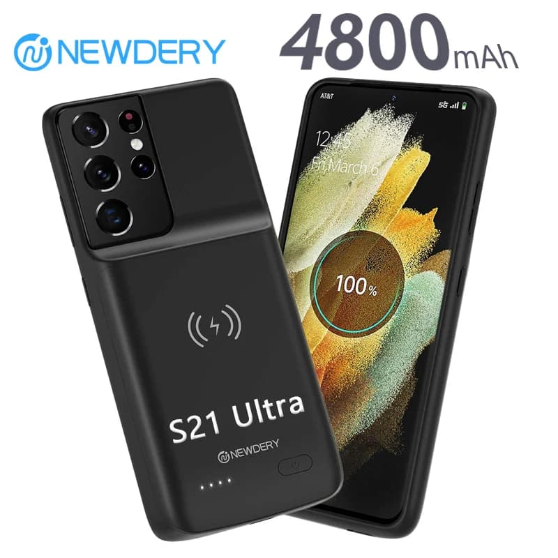 Custodia per batteria per Galaxy S21 Custodia per banca di potere di ricarica ultra wireless Custodia per telefono Caricabatterie portatile da 4800 mAh