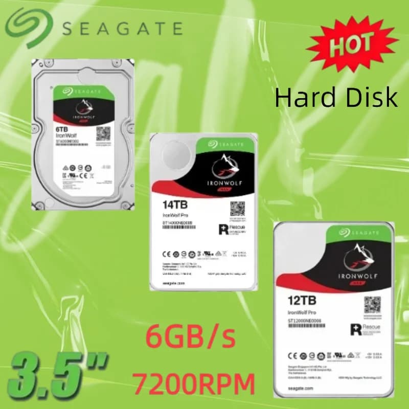 FOR Seagate IronWolf 3.5" SATA3 NAS Protable Hard Drive 4TB 6TB 8TB 10TB 14TB 16TB 7200RPM 6GB/s Internal Storage HDD