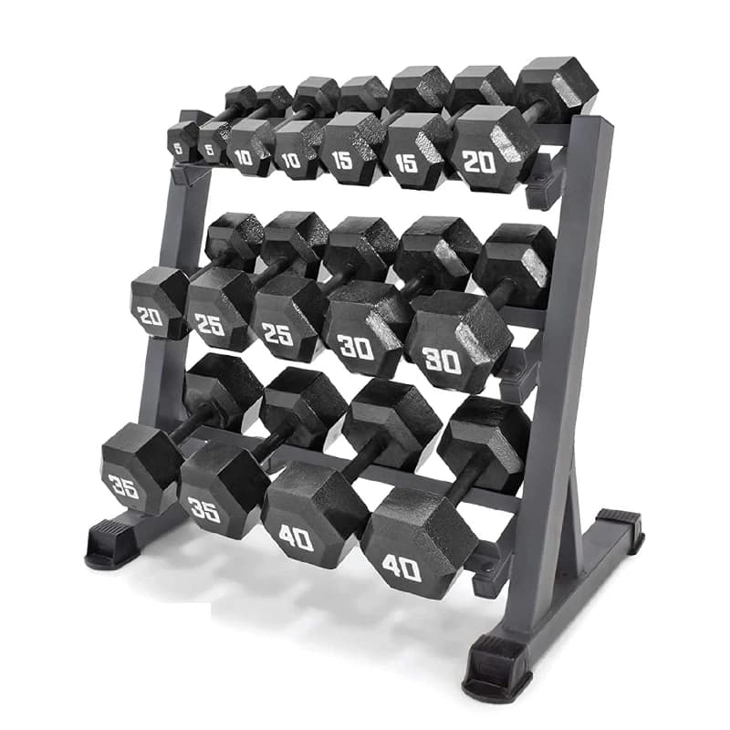 3-Tier Heavy Duty Steel Dumbbell Storage Rack, Integrated Structure For Home And Commercial Fitness Indoor Use