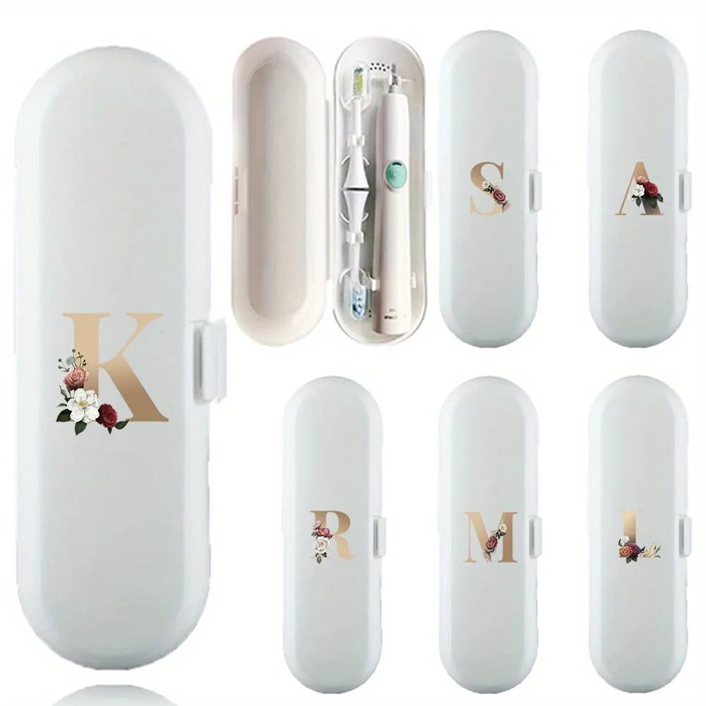 Universal protective case for electric travel toothbrush, protective case for outdoor electric travel toothbrush, gold model 26 letters